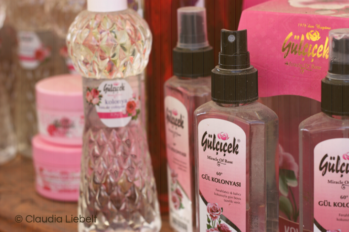 Rose water and cologne for sale on a Black Sea market in Turkey