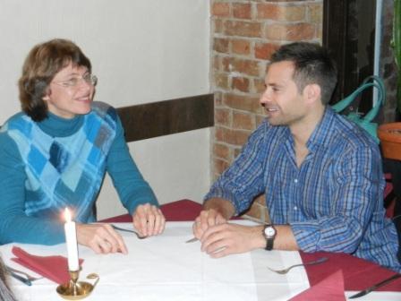 At the welcome dinner: the fellows get to know each other