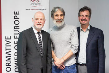 Dr. Steffen Mehlich (Alexander von Humboldt-Foundation), Prof. Jeffrey T. Checkel, Prof. Thomas Risse. Photo: Martin Funck