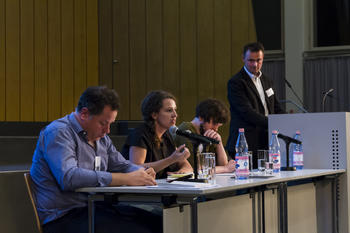 From the left: Prof. Alessandro Monsutti; Prof. Heath Cabot; Žiga Podgornik-Jakil; Prof. Olaf Zenker. Photographer: Timur H Kiselev.