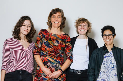 The members of the research project: Ana Makhashvili, Prof. Dr. Margreth Lünenborg, Luise Erbentraut, Débora Medeiros (l.t.r.)