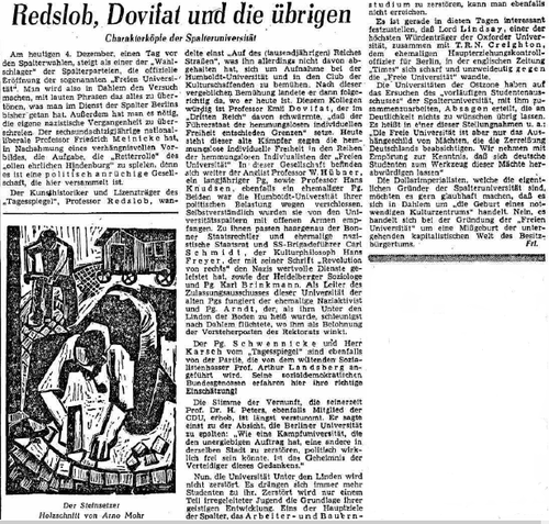 Artikel zur Gründung der Freien Universität in "Neues Deutschland" (4.12.1948, S. 3)