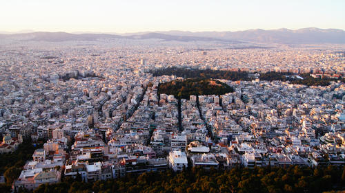 Blick vom Lykavittos-Hügel auf Athen