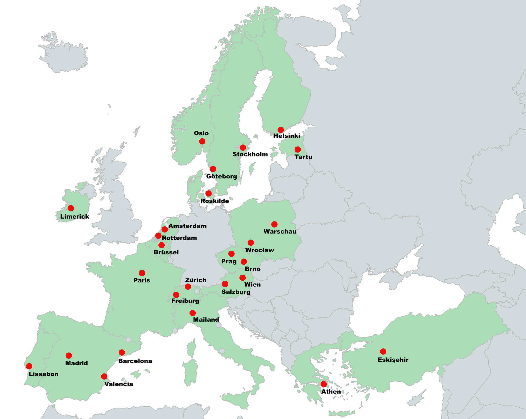 Erasmus Partner Karte