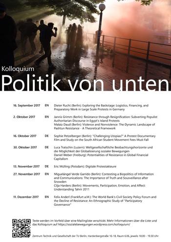 Kolloquium Politik von unten Programm September 2017 bis Dezember 2017