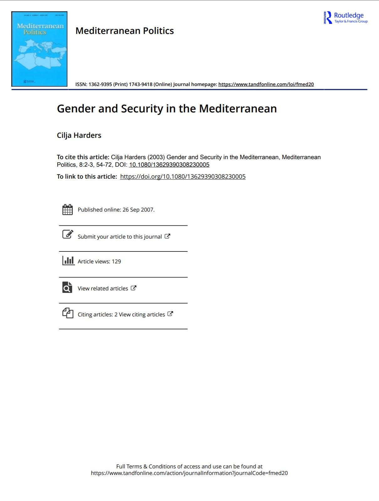 Gender and Security in the Mediterranean