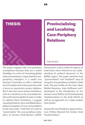 Provincializing and Localizing Core-Periphery Relations