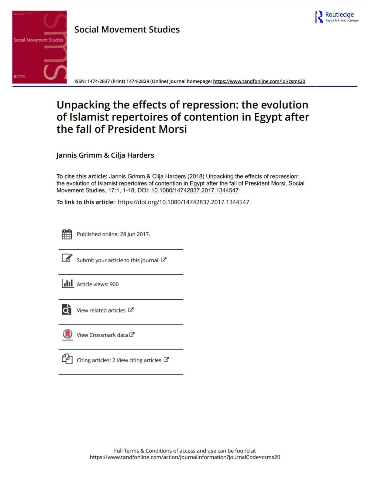 Unpacking the effects of repression. the evolution of Islamist repertoires of contention in Egypt after the fall of President Morsi
