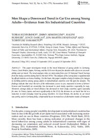 Men Shape A Downward Trend In Car Use Among Young Adults Evidence